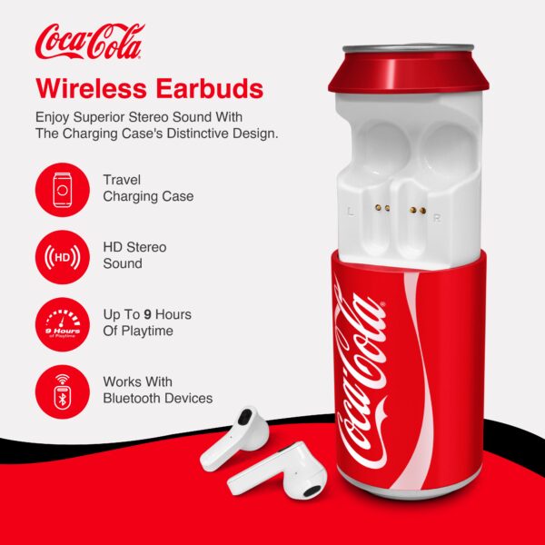 Coca-Cola Wireless Earbuds with Can Shaped Charging Case